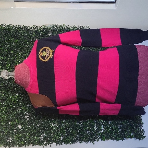 Ralph Lauren Sweaters - Y2K Ralph Lauren Fuchsia and Navy Striped Sweater